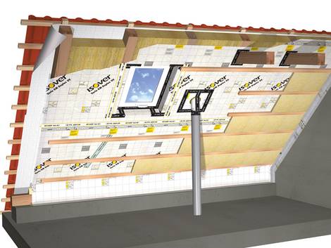 Zwischensparrendaemmung Kombi ISOVER Zwischensparrendämmung, Dachdämmung, Foto: SAINT-GOBAIN ISOVER G+H AG