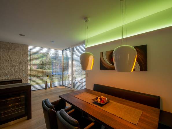 Smart Home, Wohnzimmer, Beleuchtung, Foto: Loxone
