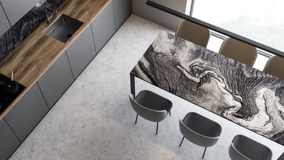 Sichtbeton, Küche mit Betonboden von oben fotografiert, Foto: denisismagilov / stock.adobe.com
