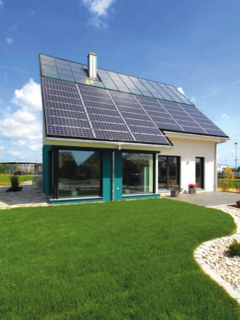 Sonnenhaus, 100 Prozent Sonnenhaus, Sonnenkollektoren, Kollektorfläche, Foto: Helma Eigenheimbau