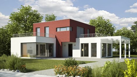 Kubushaus, großes Kubushaus mit Anbauten und Balkonen, Foto: KB3 / stock.adobe.com