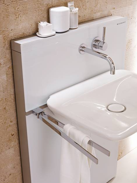 Bad renovieren, Badrenovierung, Badsanierung, Badezimmer modernisieren, Vorwandinstallation, Waschbecken, Foto: tdx/Geberit