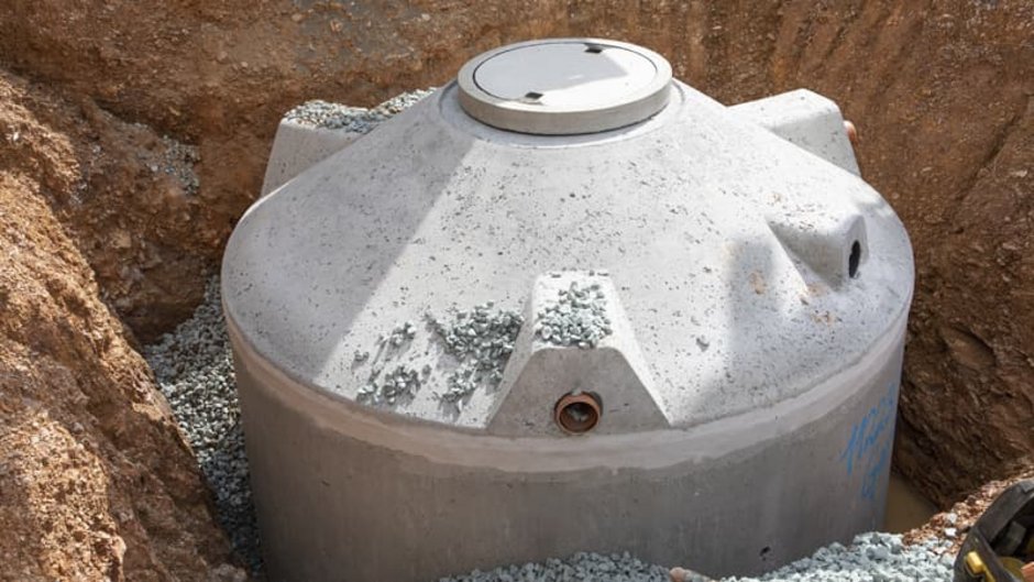Regenwassernutzung, Betonzisterne in Baugrube, Foto: travelview / stock.adobe.com