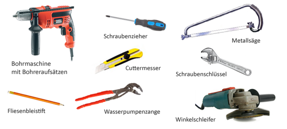 WC austauschen Werkzeugliste Werkzeugliste, WC austauschen. Fotos: Black & Decker, Sergii Moscaliuk/Fotolia.com, alexseika/Fotolia.com, picsfive/Fotolia, Thomas Hecker/Fotolia.com,donatas1205/Fotolia.com, Ingo Bartussek/Fotolia.com, fefufoto/Fotolia