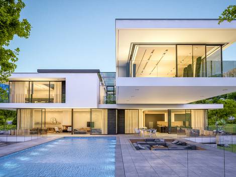 modernes Haus mit Swimmingpool, Foto: stock.adobe.com / korisbo